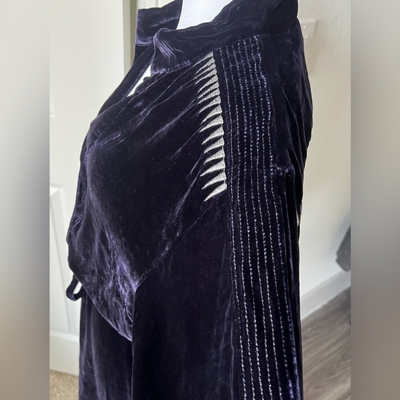 Zadig & Voltaire dark Purple velvet Long Sleeve Dress with Tie Waist - Picture 3 of 16